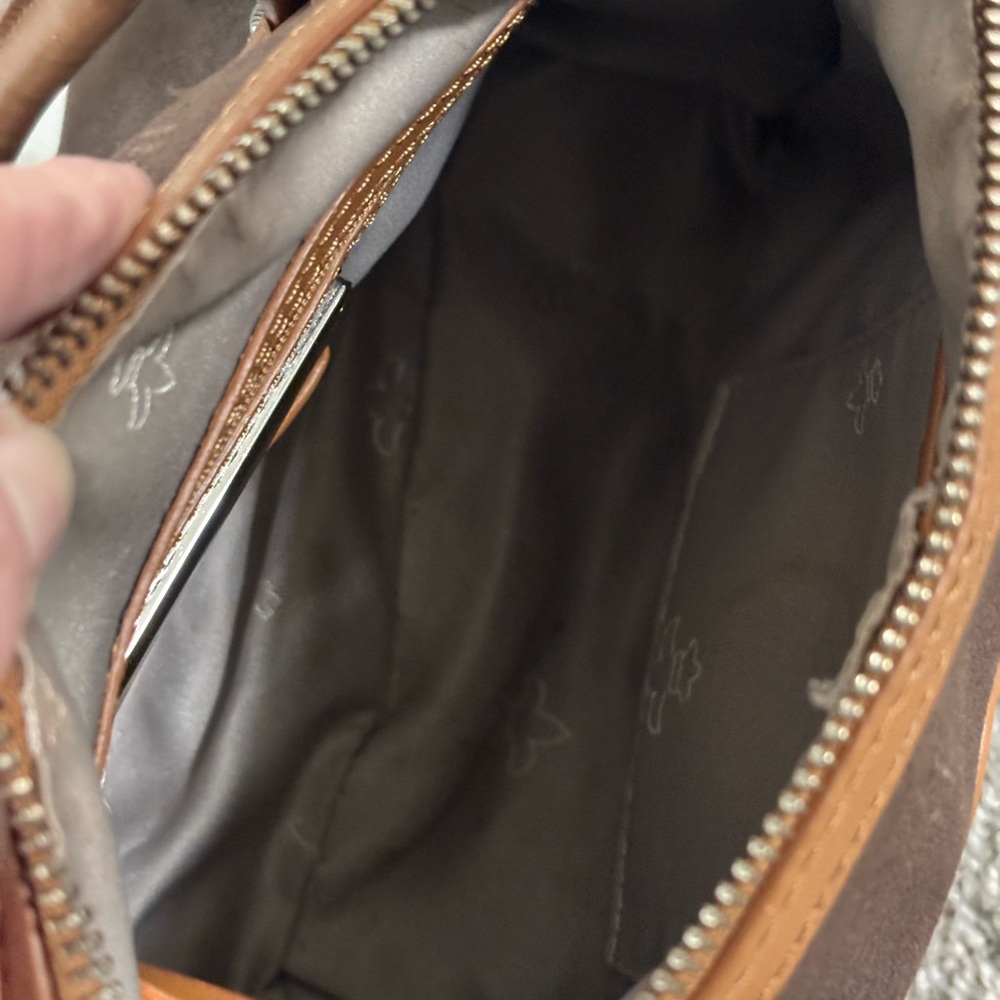 Vtg Judith Ripka Canvas Monogram Dime Satchel Brown 10 X 7 X 4 - Picture 9 of 11